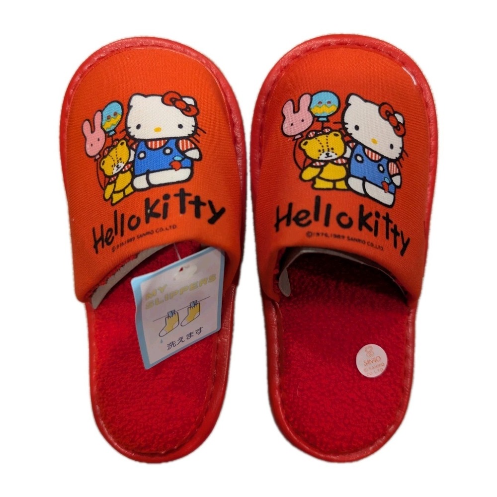 Vintage Hello Kitty Slippers House Shoes Kids 1989 Sanrio red size 1